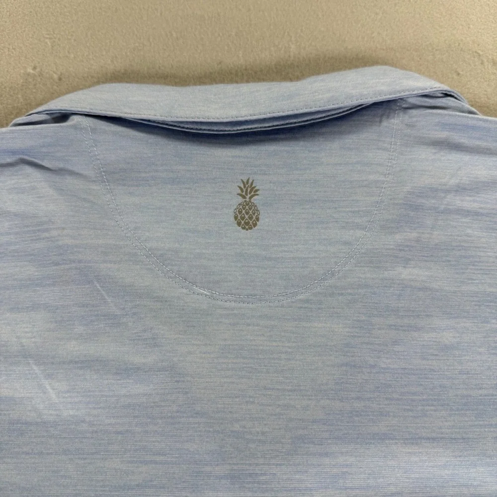 Tommy Bahama IslandZone Blue Heather Polo V-Neck Performance Golf Athleisure Top